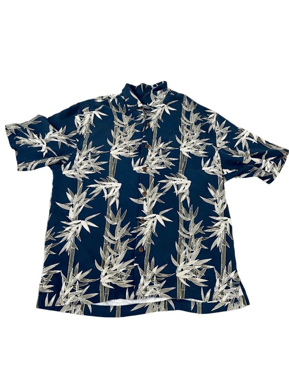 Jamaica Jaxx 100% Silk Mens Blue Short Sleeve Floral Hawaiian Shirt Medium